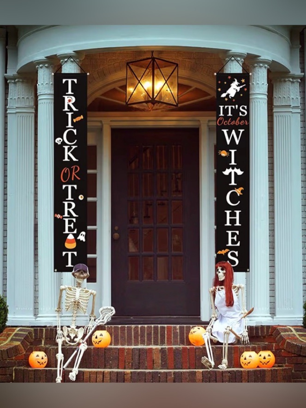 Trick or Treat / It's October Witches Halloween Porch Banners - Black & Orange